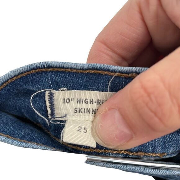 Madewell 10” High Rise Raw Hem Stretch Button Fly Skinny Jeans Size 25 - Picture 6 of 7